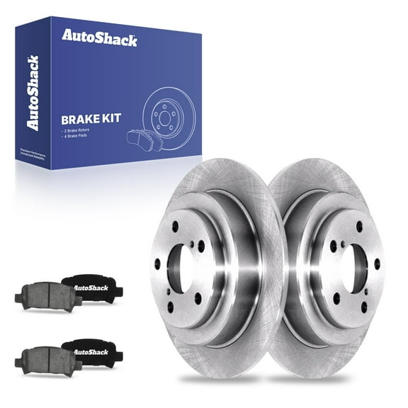 AutoShack 10.47" (266 mm) Rear Solid Brake Rotors + Ceramic Brake Pads | Replacement for 1998-2003 Subaru Forester 1999-2003 Subaru Impreza | 6-PC Brake Kit