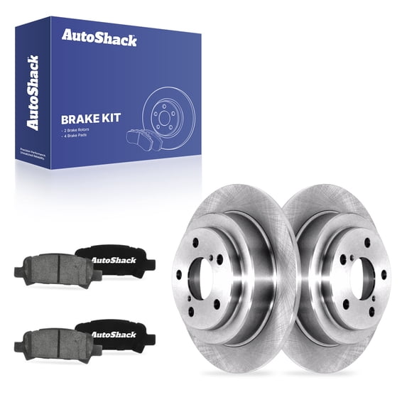 AutoShack Rear Solid Brake Rotors + Ceramic Pads 6-PC Brake Kit Replacement for 1998-2003 Subaru Forester 1999-2003 Subaru Impreza 10.47" (266 mm)