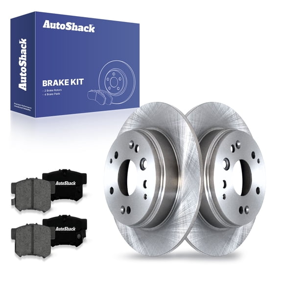 AutoShack Rear Solid Brake Rotors + Premium Ceramic Pads 6-PC Brake Kit Replacement for 2004-2008 Acura TL 2003-2011 Honda Element 11.1" (282 mm)
