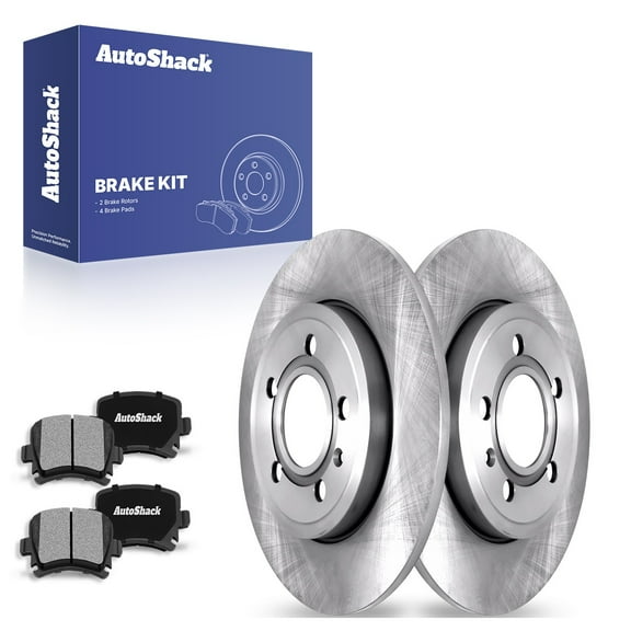 AutoShack 11.33" (287.7 mm) Rear Solid Brake Rotors + Ceramic Brake Pads | Replacement for 2005-2009 Audi A4 Quattro 2006-2009 Audi A4 | 6-PC Brake Kit