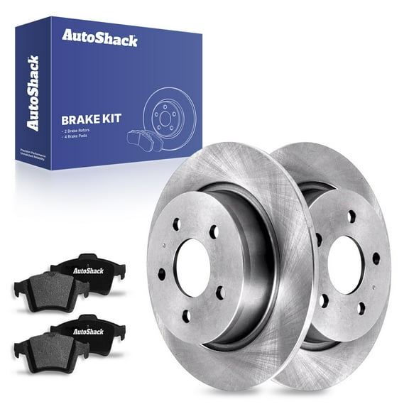 AutoShack 11.02" (279.8 mm) Rear Solid Brake Rotors + Ceramic Brake Pads | Replacement for 2013-2016 Ford Escape 2014-2018 Ford Transit Connect | 6-PC Brake Kit