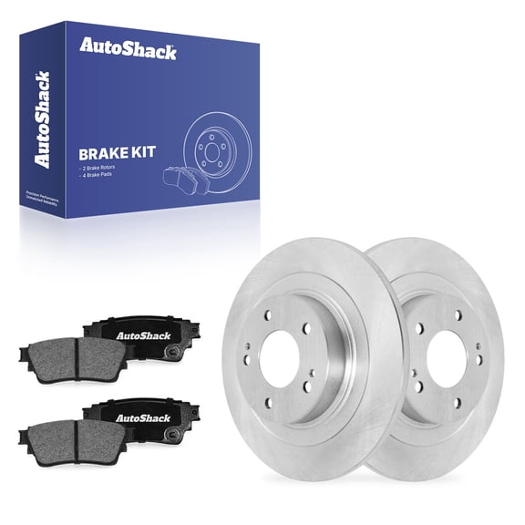 AutoShack Rear Solid Brake Rotors + Ceramic Pads 6-PC Brake Kit Replacement for 2017-2020 Mitsubishi Outlander 2018-2020 Mitsubishi Eclipse Cross 11.89" (302 mm)