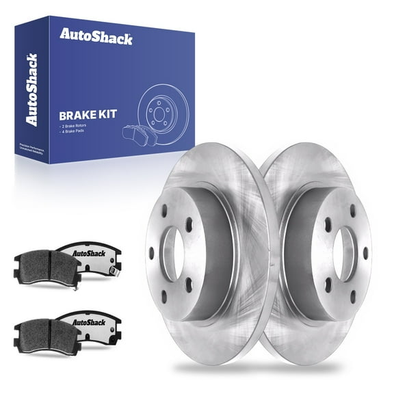 AutoShack 11.06" (281 mm) Rear Solid Brake Rotors + Ceramic Brake Pads | Replacement for 2000-2005 Buick LeSabre 2000-2005 Buick Park Avenue 2000-2005 Pontiac Bonneville | 6-PC Brake Kit