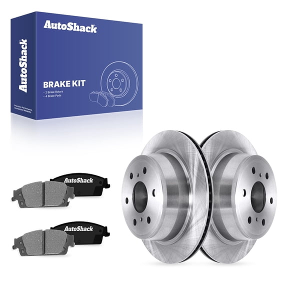 AutoShack Rear Brake Rotors & Ceramic Pads for Chevrolet & GMC, Silverado 1500 2014-2018 Sierra 1500 2014-2018 Tahoe 2015-2020, 4WD RWD V6 4.3L V8 5.3L 6.2L - 13.57" (344.8 mm), 6-Lug