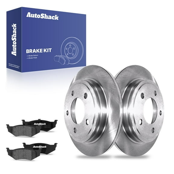 AutoShack 10.63" (270 mm) Rear Solid Brake Rotors + Ceramic Brake Pads | Replacement for 1995-2004 Chrysler Intrepid 1995-2002 Chrysler Concorde 1995-1997 Eagle Vision | 6-PC Brake Kit