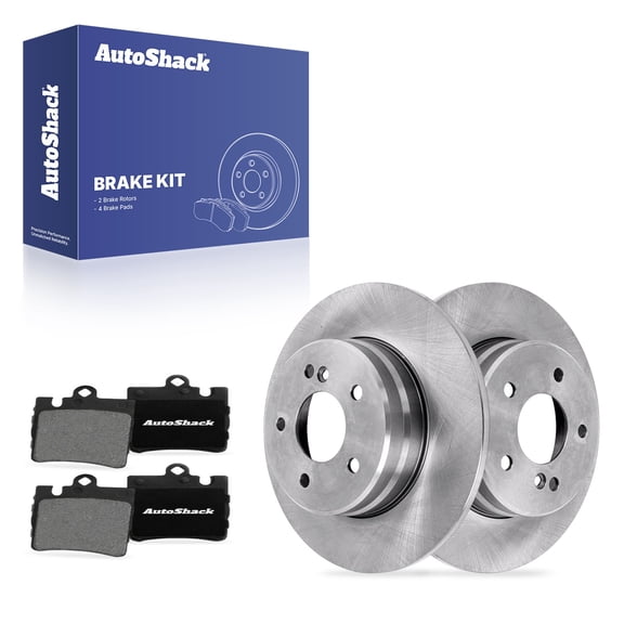 AutoShack Rear Solid Brake Rotors + Ceramic Pads 6-PC Brake Kit Replacement for 2006-2009 Mercedes-Benz CLK350 2003-2007 Mercedes-Benz C230 11.41" (289.7 mm)