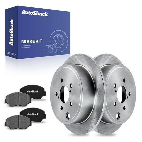 AutoShack 11.25" (285.8 mm) Rear Solid Brake Rotors + Ceramic Brake Pads | Replacement for 2010-2014 Subaru Outback 2008-2014 Subaru Impreza | 6-PC Brake Kit