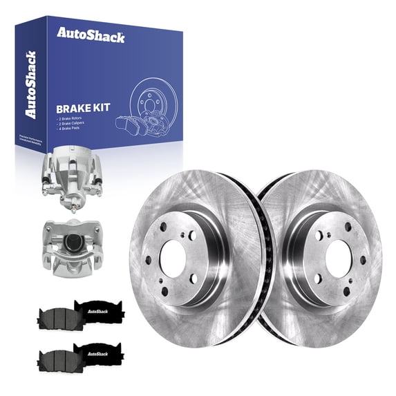 AutoShack Front Brake Rotors, Premium Pads & Calipers for Toyota & Lexus, Camry 2007-2017 ES350 2007-2012, 2016-2018 Avalon 2008-2018, FWD L4 2.4L 2.5L V6 3.5L - 11.65" (296 mm), 5-Lug