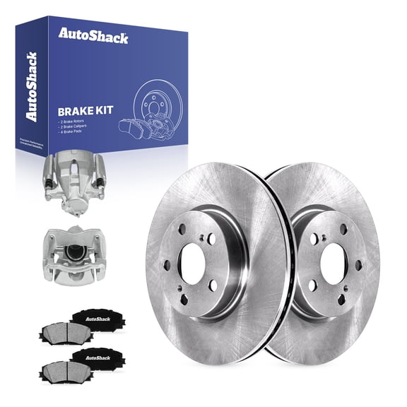 AutoShack Front Brake Rotors, Ceramic Pads & Calipers for Toyota, Scion & Pontiac, Corolla 2009-2019 Matrix 2009-2014 xD 2008-2014 Vibe 2009-2010, FWD L4 1.8L 2.4L - 10.83" (275 mm), 5-Lug