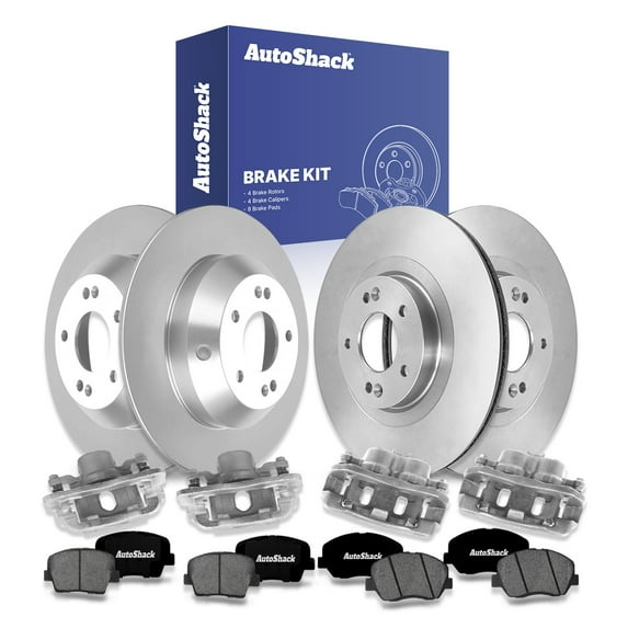 AutoShack Front Vented & Rear Solid Brake Rotors + Premium Ceramic Pads + Calipers 16-PC Brake Kit Replacement for 2013-2016 Hyundai Santa Fe 2014-2016 Hyundai Santa Fe XL