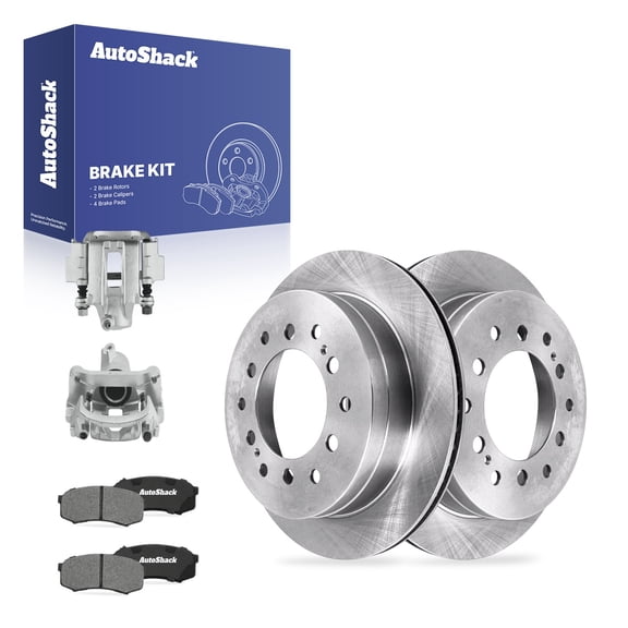 AutoShack Rear Brake Rotors, Ceramic Pads & Calipers for Toyota, 4Runner 2003-2009 FJ Cruiser 2007-2009, 4WD RWD V6 4.0L V8 4.7L - 12.28" (312 mm), 6-Lug
