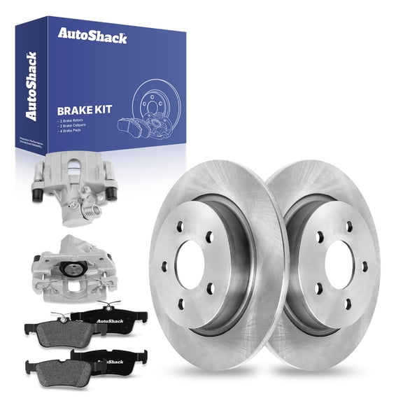 AutoShack Rear Brake Rotors Premium Ceramic Brake Pads Calipers | Replacement for 2004-2011 Volvo S40 2005-2011 V50 2006-2013 C70 2008-2013 C30 2.4L 2.5L AWD FWD | 8-PC Brake Kit