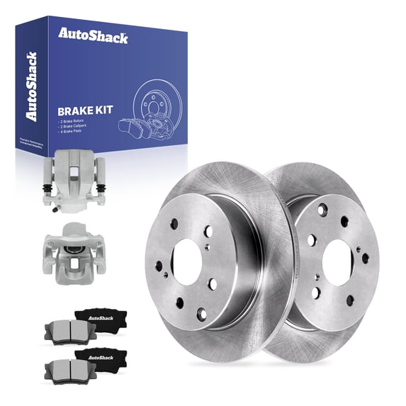 AutoShack Rear Brake Rotors, Ceramic Pads & Calipers for Toyota, RAV4 2006-2012, 4WD FWD L4 2.4L 2.5L V6 3.5L - 11.06" (281 mm), 5-Lug