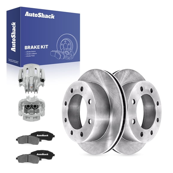 AutoShack Rear Brake Rotors, Ceramic Pads & Calipers for Ford, F-250 Super Duty 2000-2004 F-350 Super Duty 2000-2004 Excursion 2000-2005, 4WD RWD V8 5.4L 6.0L 7.3L V10 6.8L - 12.83" (325.8 mm), 8-Lug
