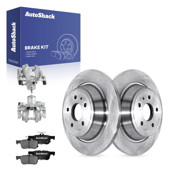 AutoShack Rear Brake Rotors, Ceramic Pads & Calipers for Ford & Lincoln, Fusion 2013-2020 Escape 2017-2019 MKC 2015-2019 MKZ 2013-2016, AWD FWD L4 1.5L 2.0L 2.3L 2.5L V6 3.7L - 12.44" (316 mm), 5-Lug