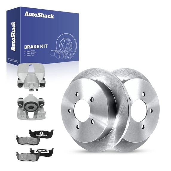 AutoShack Rear Solid Brake Rotors + Ceramic Pads + Calipers 8-PC Brake Kit Replacement for 1999-2003 Ford F-150 1997-2002 Ford Expedition 1998-2002 Lincoln Navigator 13.15" (334 mm)