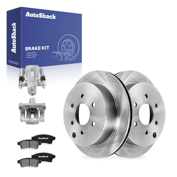 AutoShack Rear Brake Rotors, Ceramic Pads & Calipers for Nissan & Suzuki, Frontier 2005-2025 Xterra 2005, 2008-2015 Equator 2009-2012, 4WD RWD L4 2.5L V6 3.8L 4.0L - 11.25" (285.8 mm), 6-Lug