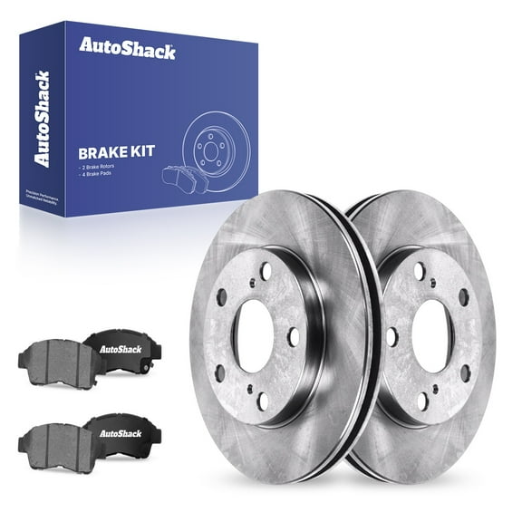 AutoShack 10.04" (254.9 mm) Front Vented Brake Rotors + Ceramic Brake Pads | Replacement for 1992-2001 Toyota Camry | 6-PC Brake Kit