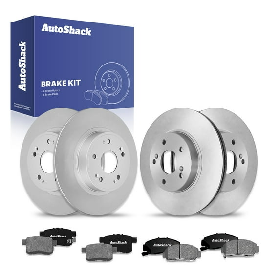 AutoShack Front Vented & Rear Solid Brake Rotors + Ceramic Pads 12-PC Brake Kit Replacement for 2010-2012 Honda Accord