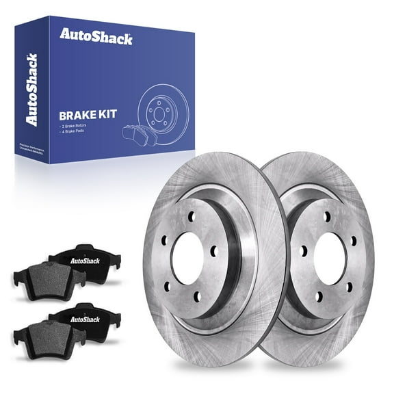 AutoShack 11.88" (301.7 mm) Rear Solid Brake Rotors + Ceramic Brake Pads | Replacement for 2012-2017 Mazda 5 2006-2010 Mazda 5 | 6-PC Brake Kit