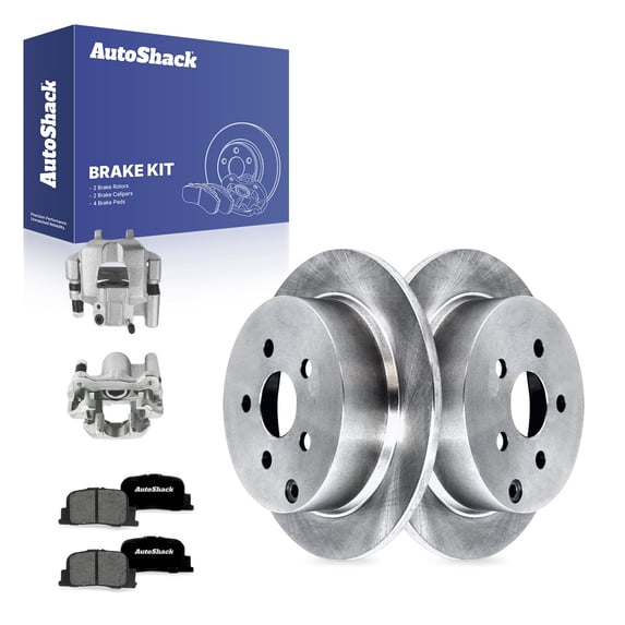 AutoShack Rear Brake Rotors, Premium Pads & Calipers for Scion, tC 2005-2010, FWD L4 2.4L - 10.57" (268.6 mm), 5-Lug