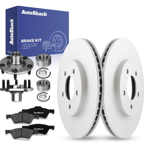 AutoShack Front Brake Rotors Premium Ceramic Brake PadsWheel Bearing Hub Assembly RepairKit | Replacement for Ford Escape Mercury Mariner Mazda Tribute | Coated | 8-PCBrake Kit| ArmorStop