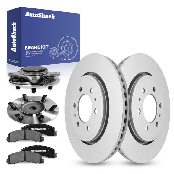 AutoShack Front Brake Rotors Ceramic Brake Pads Wheel Bearing Hub Assembly | Replacement for Lincoln Navigator 2018-2020 Ford F-150 2018-2021 Expedition V6 | Coated | 8-PCBrake Kit| ArmorStop