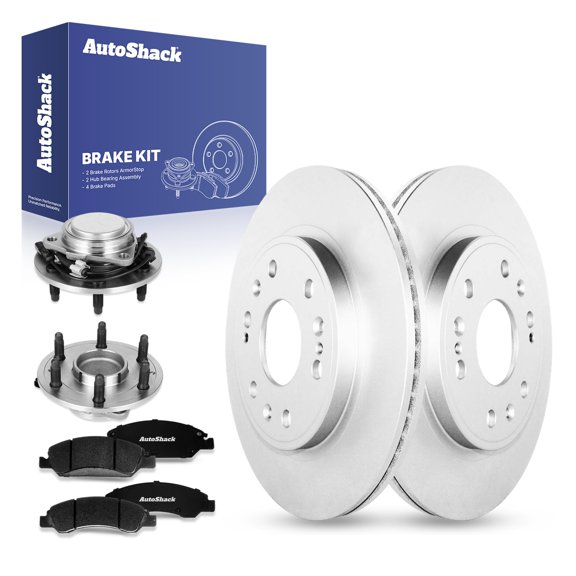 AutoShack Front Brake Rotors Ceramic Brake Pads Wheel Bearing Hub Assembly | Replacement for Chevrolet Silverado 1500 Tahoe Suburban GMC Sierra 1500 Yukon | Coated | 8-PCBrake Kit| ArmorStop