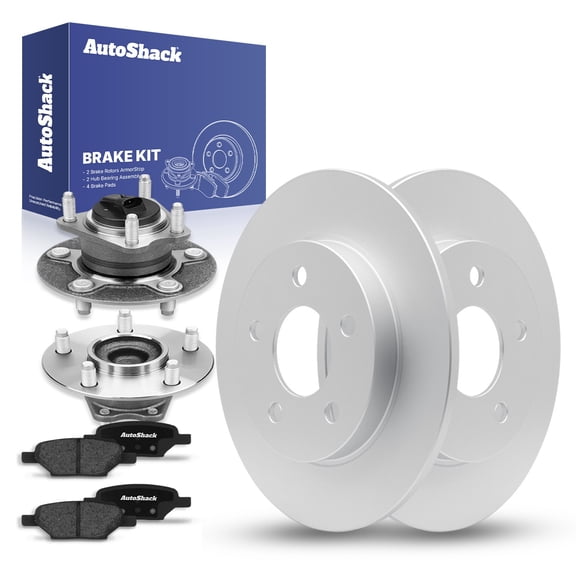 AutoShack Rear Brake Rotors Ceramic Brake Pads Wheel Bearing Hub Assembly | Replacement for Chevrolet Cobalt Saturn Ion 2006 Pontiac Pursuit 2007-2010 G5 | Coated | 8-PCBrake Kit| ArmorStop