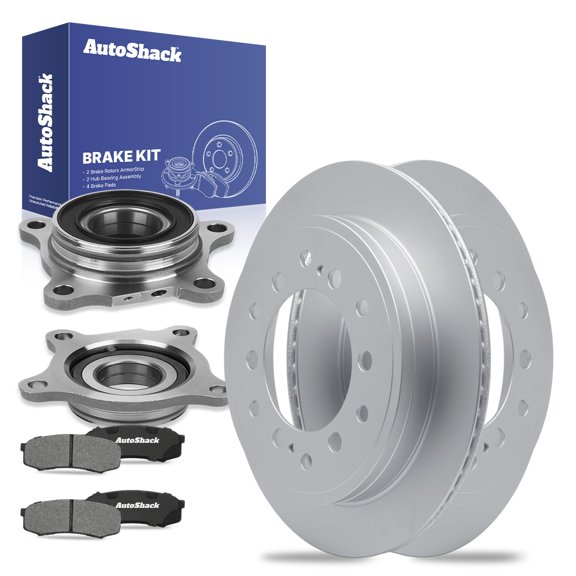 AutoShack Rear Brake Rotors Ceramic Brake Pads Wheel Bearing Hub Assembly | Replacement for Toyota FJ Cruiser 2010-2023 4Runner 2010-2023 Lexus GX460 4WD | Coated | 8-PCBrake Kit| ArmorStop