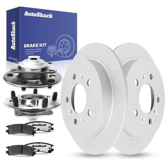 AutoShack Rear Brake Rotors Ceramic Brake Pads Wheel Bearing Hub Assembly | Replacement for Buick LaCrosse Allure Chevrolet Monte Carlo 2006-2010 Impala V6 | Coated | 8-PCBrake Kit| ArmorStop