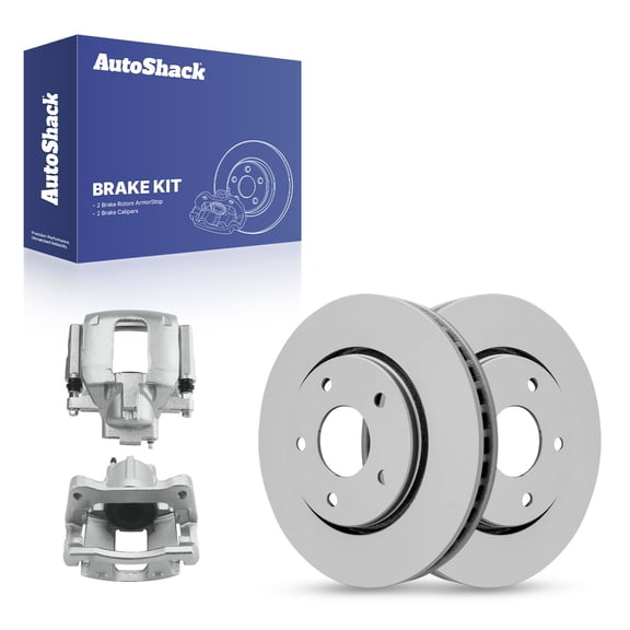 AutoShack Front Brake Rotors & Calipers for Dodge, Chrysler & Ram, Grand Caravan 2013-2016 Town & Country 2013-2016 C/V 2013-2015, FWD V6 3.6L - Coated - ArmorStop - 11.89" (302 mm), 5-Lug