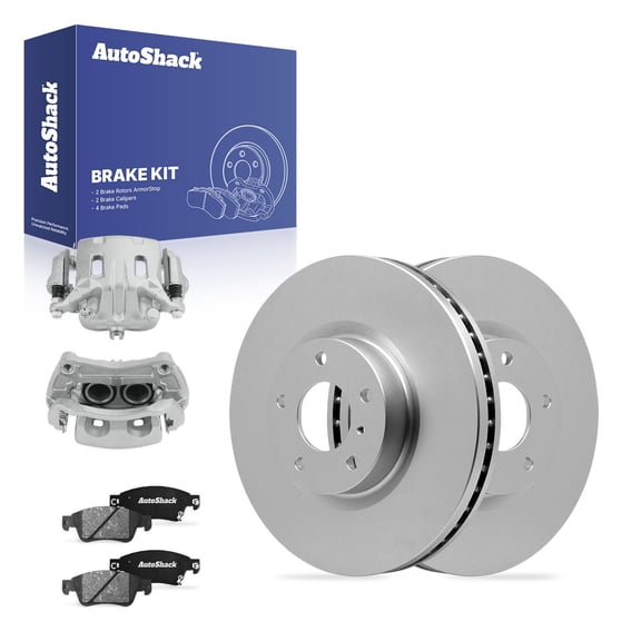 AutoShack Front Brake Rotors, Ceramic Pads & Calipers for INFINITI, G37 2009-2010, AWD V6 3.7L - Coated - ArmorStop - 12.54" (318.6 mm), 5-Lug