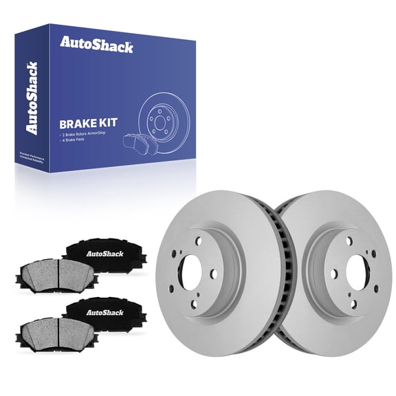 AutoShack Front Brake Rotors & Ceramic Pads for Toyota & Scion, RAV4 2006-2018 Matrix 2009-2013 tC 2011-2016, FWD AWD 4WD L4 2.4L 2.5L V6 3.5L - Coated - ArmorStop - 11.65" (296 mm), 5-Lug
