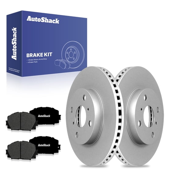 AutoShack 10.04" (255 mm) Front Vented Brake Rotors Coated + Premium Ceramic Brake Pads | Replacement for 2006-2018 Toyota Yaris 2012-2021 Toyota Prius C 2013 Scion iQ | 6-PC Brake Kit | ArmorStop