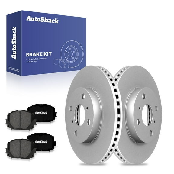 AutoShack 10.04" (255 mm) Front Vented Brake Rotors Coated + Premium Ceramic Brake Pads | Replacement for 2012-2018 Toyota Yaris | 6-PC Brake Kit | ArmorStop