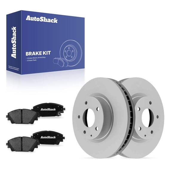 AutoShack Front Vented Coated Brake Rotors + Premium Ceramic Pads 6-PC Brake Kit Replacement for 2014-2018 Mazda 3 2016-2022 Mazda CX-3 ArmorStop 11.61" (295 mm)