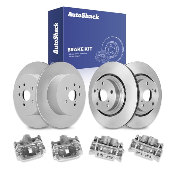 AutoShack Front & Rear Brake Rotors Calipers | Replacement for 2011-2020 Toyota Sienna 2014-2019 Highlander 2010-2015 Lexus RX350 2.7L 3.5L V6 AWD FWD | Coated | 8-PC Brake Kit | ArmorStop