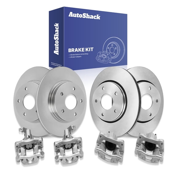 AutoShack Front & Rear Brake Rotors & Calipers for Dodge, Chrysler & Ram, Grand Caravan 2013-2016 Town & Country 2013-2016 C/V 2013-2015, FWD V6 3.6L - Coated - ArmorStop