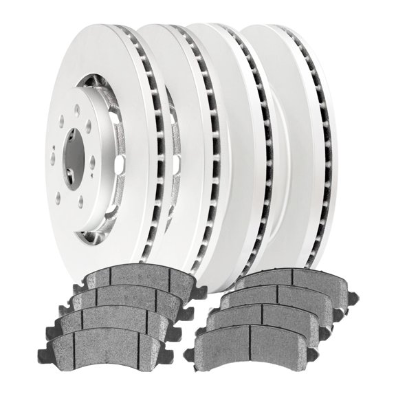 AutoShack Front & Rear Brake Rotors Ceramic Brake Pads | Replacement For 2009-2014 Chevrolet Express 1500 2009-2014 GMC Savana 1500 4.3L 5.3L V6 V8 AWD RWD | Coated | 12-PC Brake Kit | ArmorStop