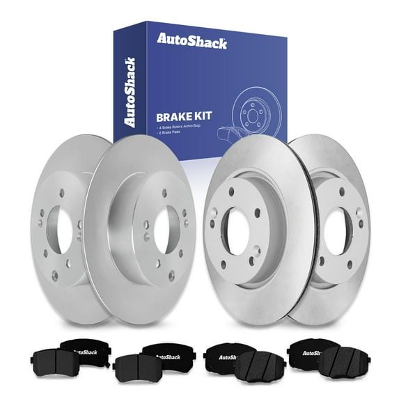 AutoShack Front & Rear Brake Rotors & Ceramic Pads for Kia, Forte 2010-2013 Forte Koup 2010-2013, FWD L4 2.4L - Coated - ArmorStop