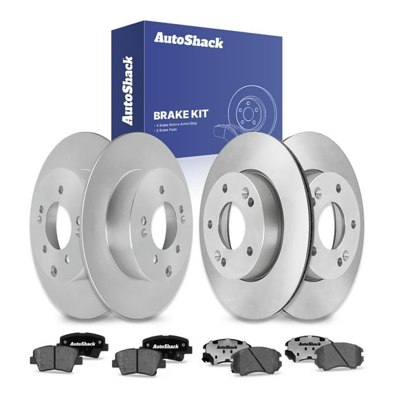 AutoShack Front & Rear Brake Rotors & Ceramic Pads for Kia, Soul 2010-2011, FWD L4 1.6L 2.0L - Coated - ArmorStop