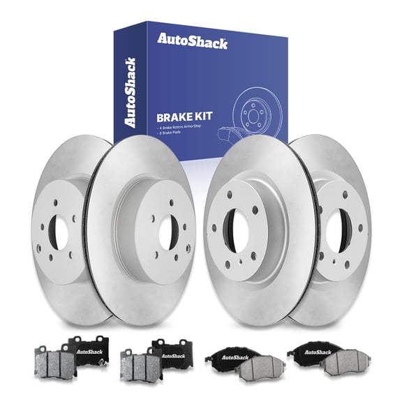 AutoShack Front & Rear Brake Rotors & Ceramic Pads for INFINITI, M37 2013 Q70 2019 M56 2013, AWD RWD V6 3.7L V8 5.6L - Coated - ArmorStop