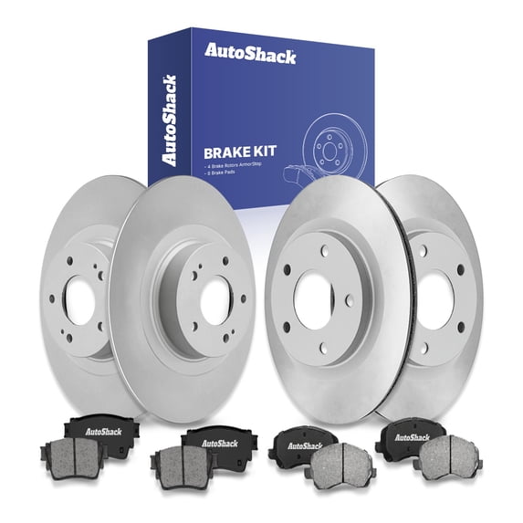 AutoShack Front & Rear Brake Rotors & Ceramic Pads for Mitsubishi, Outlander 2017-2020, AWD FWD L4 2.4L V6 3.0L - Coated - ArmorStop