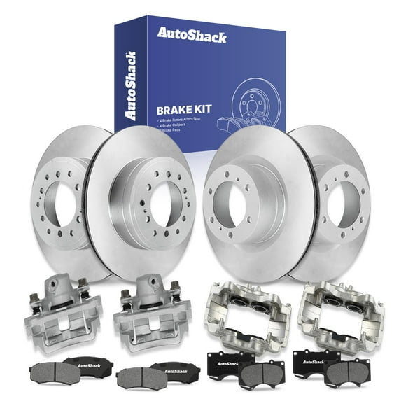 AutoShack Front Vented & Rear Vented Coated Brake Rotors + CeramicPads + Calipers 16-PC Brake Kit Replacement for 2010-2015 Toyota 4Runner 2010-2015 Lexus GX460 ArmorStop