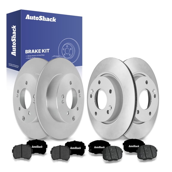 AutoShack Front & Rear Brake Rotors & Premium Pads for Kia, Forte 2010-2013 Forte Koup 2010-2013, FWD L4 2.4L - Coated - ArmorStop