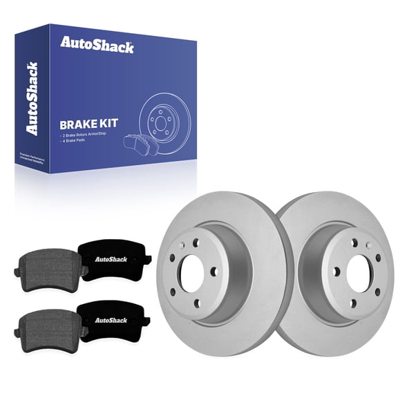 AutoShack Rear Brake Rotors & Premium Pads for Audi, A4 Quattro 2009-2016 Q5 2009-2012, 2017 A5 Quattro 2008-2017, AWD L4 2.0L V6 3.2L - Coated - ArmorStop - 11.81" (299.9 mm), 5-Lug