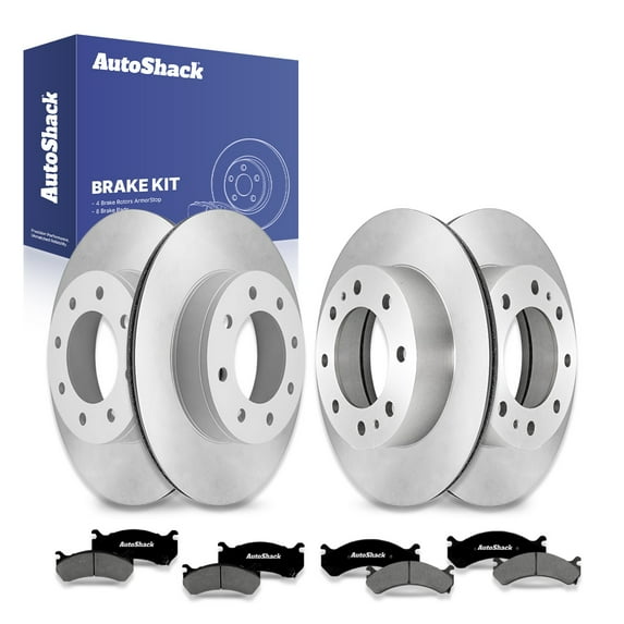 AutoShack Front & Rear Brake Rotors & Premium Pads for Chevrolet & GMC, Silverado 2500 HD 2001-2006 Sierra 2500 HD 2001-2006, 4WD RWD V8 6.0L 6.6L 8.1L - Coated - ArmorStop