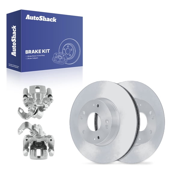 AutoShack Rear Brake Rotors & Calipers for Honda & Acura, Civic 2006-2015 ILX 2013-2015 CSX 2006-2011, FWD L4 1.3L 1.5L 1.8L 2.0L 2.4L - Coated - ArmorStop - 10.24" (260 mm), 5-Lug