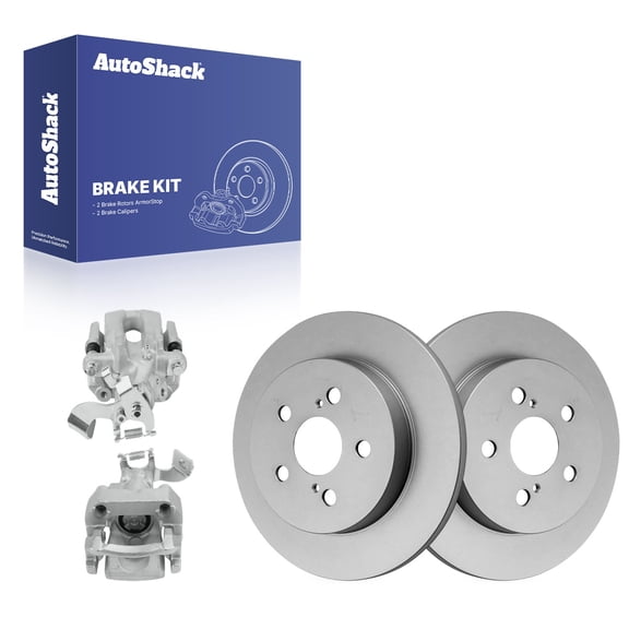 AutoShack Rear Brake Rotors & Calipers for Toyota, Prius 2010-2015 Prius Plug-In 2012-2015, FWD L4 1.8L - Coated - ArmorStop - 10.2" (259 mm), 5-Lug